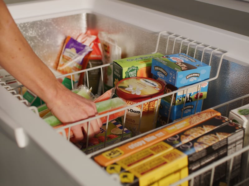 Frozen food organized in a freezer Frozen food organized in a freezer