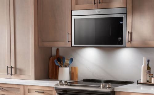 Kitchen with stainless steel appliances