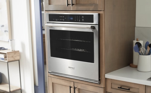 A close up of a Maytag® wall oven