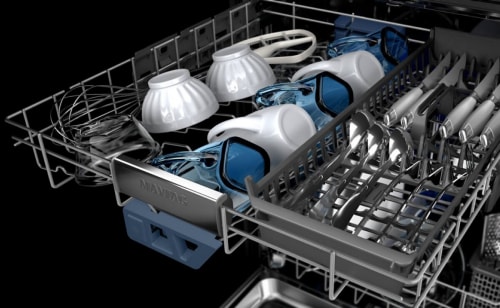 A closeup of the top rack of a Maytag® dishwasher rack