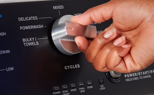 Closeup of a Maytag® washer settings panel