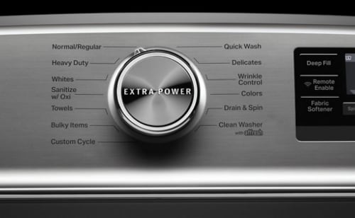 Maytag® washer console with Extra Power Button